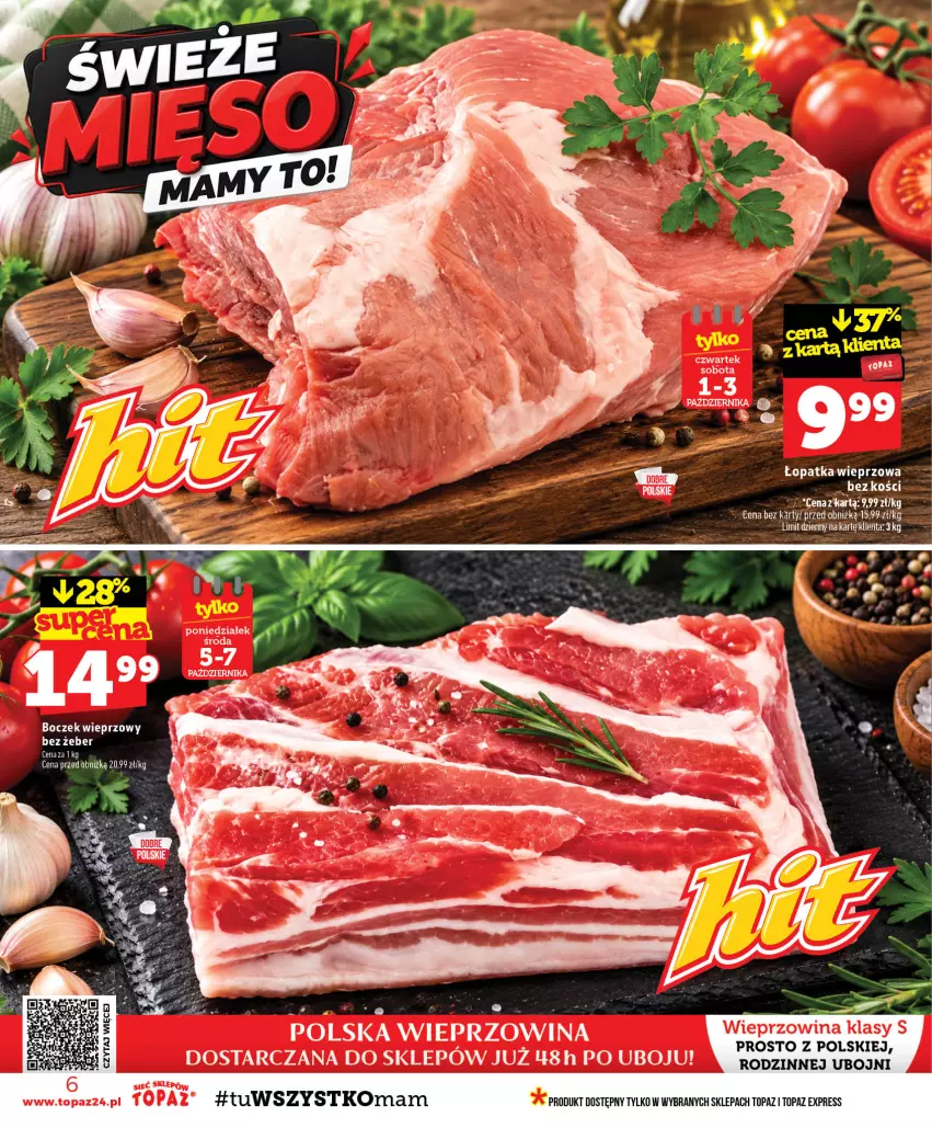 Gazetka promocyjna Topaz - Gazetka - ważna 01.10 do 07.10.2026 - strona 6 - produkty: Top, Wieprzowina