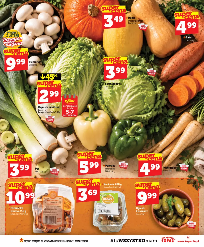 Gazetka promocyjna Topaz - Gazetka - ważna 01.10 do 07.10.2026 - strona 9 - produkty: Kurkuma, Ogórek, Top