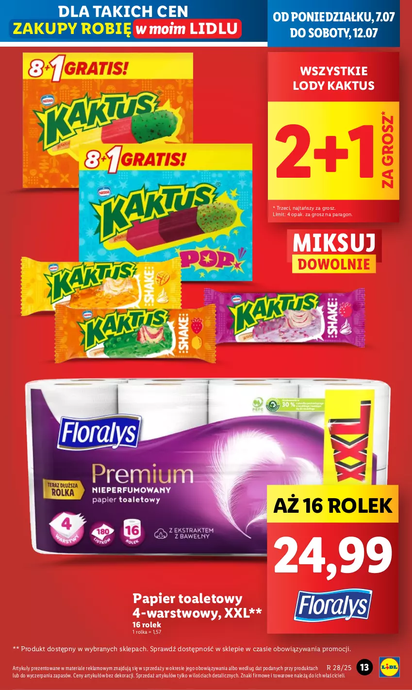 Gazetka promocyjna Lidl - GAZETKA - ważna 07.07 do 09.07.2025 - strona 11 - produkty: Kaktus, Lody, Papier, Papier toaletowy
