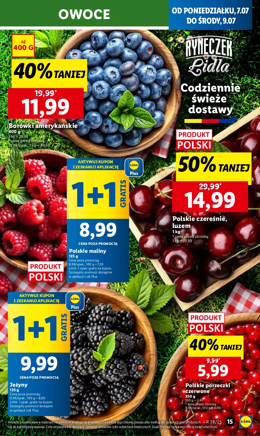Gazetka promocyjna Lidl - GAZETKA - ważna 07.07 do 09.07.2025 - strona 15 - produkty: Gra, Jeżyny, Maliny, Owoce, Por, Porzeczki czerwone