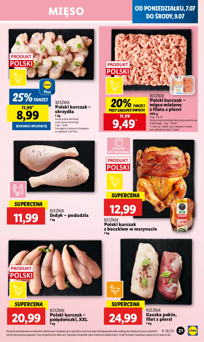 Gazetka promocyjna Lidl - GAZETKA - ważna 07.07 do 09.07.2025 - strona 21 - produkty: Kaczka, Kurczak, Mięso, Mięso mielone, Piec