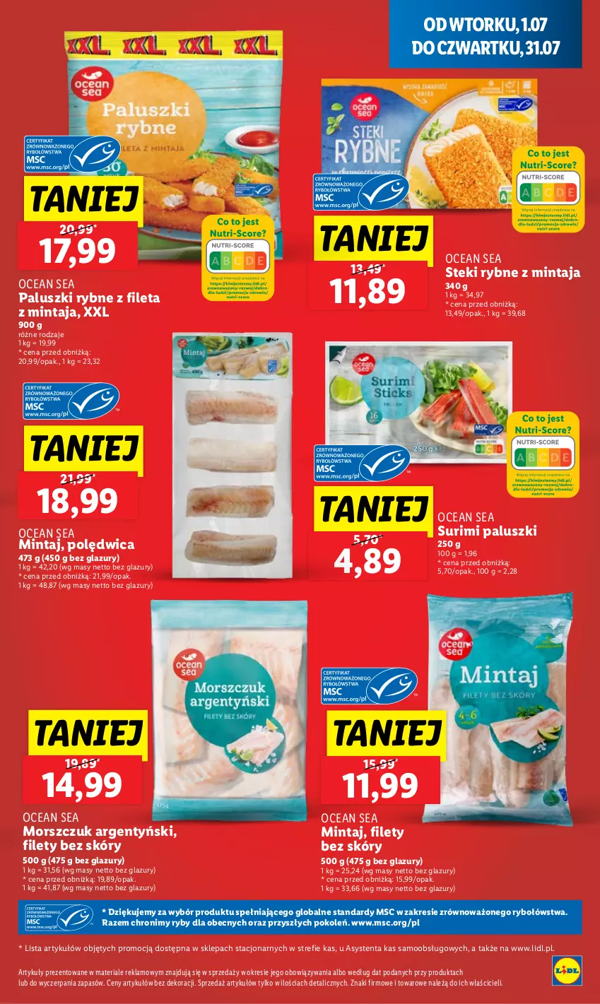 Gazetka promocyjna Lidl - GAZETKA - ważna 07.07 do 09.07.2025 - strona 25 - produkty: Lazur, Mintaj, Paluszki rybne, Polędwica, Stek, Surimi