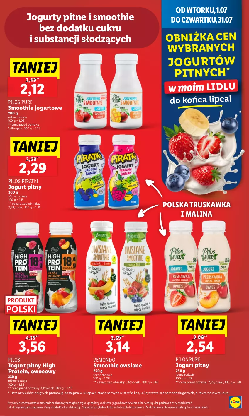 Gazetka promocyjna Lidl - GAZETKA - ważna 07.07 do 09.07.2025 - strona 27 - produkty: Jogurt, Jogurt pitny, Pilos, Pur, Smoothie