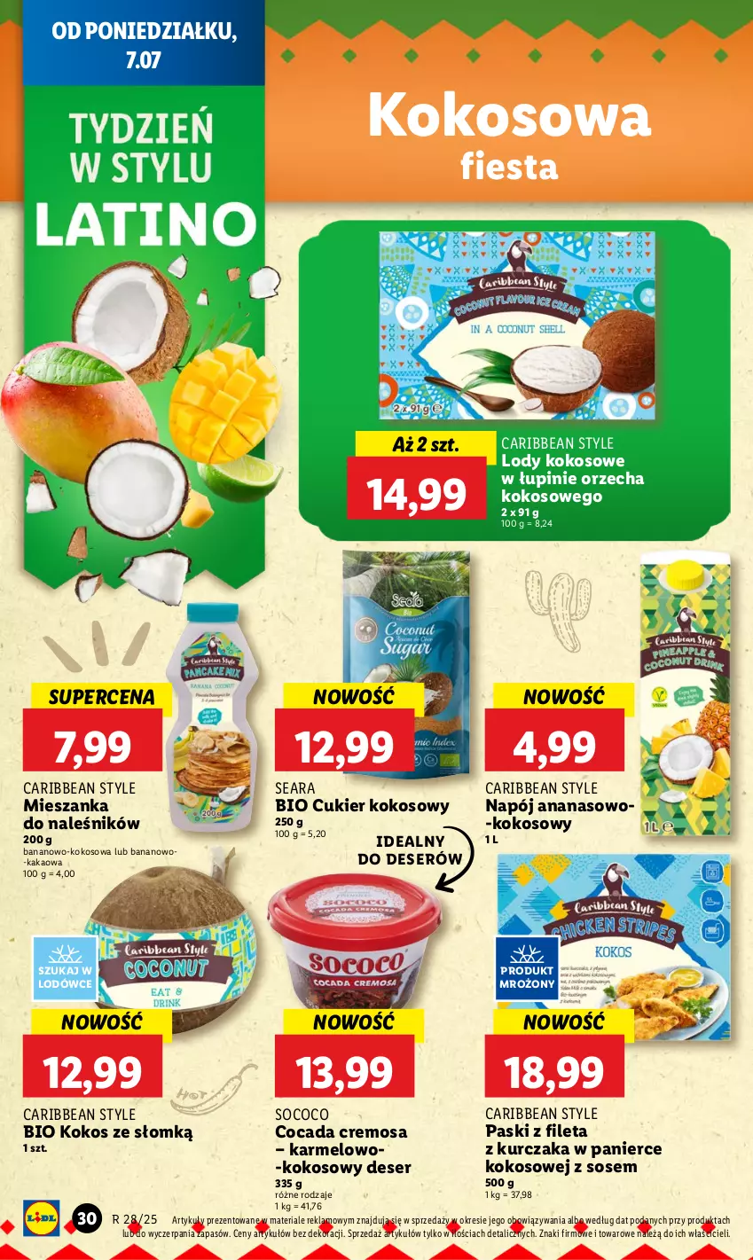 Gazetka promocyjna Lidl - GAZETKA - ważna 07.07 do 09.07.2025 - strona 36 - produkty: Ananas, Cukier, Deser, Kakao, Kokos, Kurczak, Lody, Napój, Ser, Sos