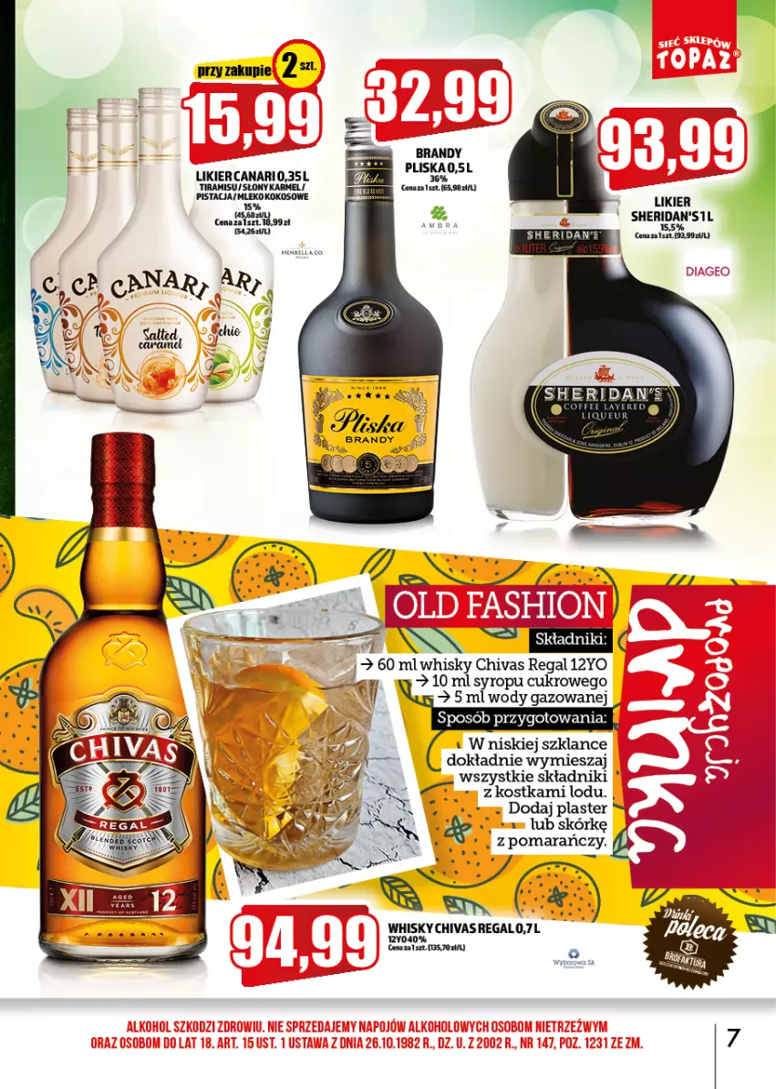 Gazetka promocyjna Topaz - Gazetka - ważna 02.05 do 31.05.2022 - strona 7 - produkty: Brandy, Kokos, Likier, Mleko, Mleko kokosowe, Sheridan's, Syrop, Whisky