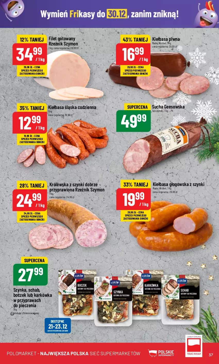 Gazetka promocyjna PoloMarket - Gazetka pomocyjna - ważna 20.12 do 23.12.2023 - strona 37 - produkty: Boczek, Kiełbasa, Kiełbasa głogowska, Madej Wróbel, Piec, Szynka, Tarczyński