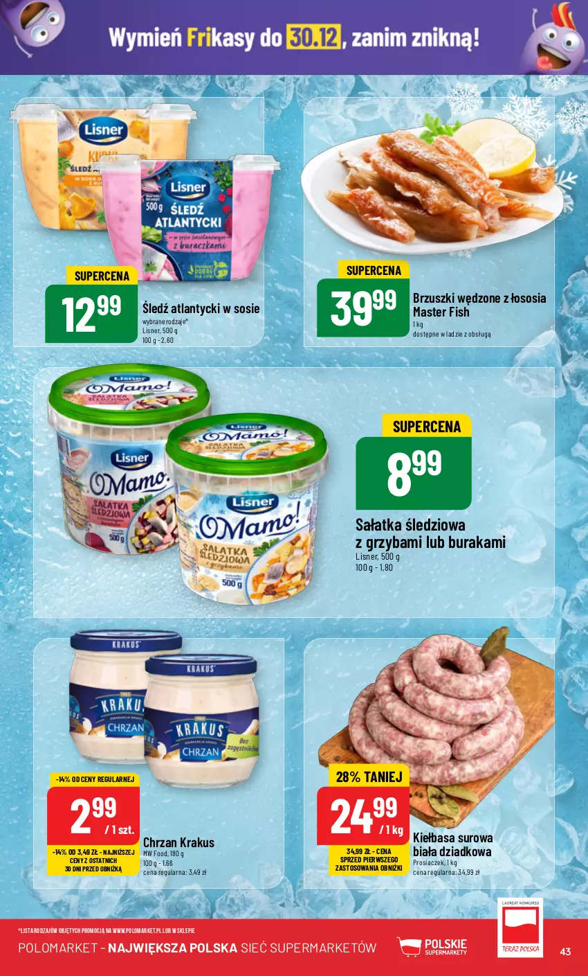 Gazetka promocyjna PoloMarket - Gazetka pomocyjna - ważna 20.12 do 23.12.2023 - strona 43 - produkty: Chrzan, Kiełbasa, Krakus, Lisner, Sałat, Sałatka, Sos