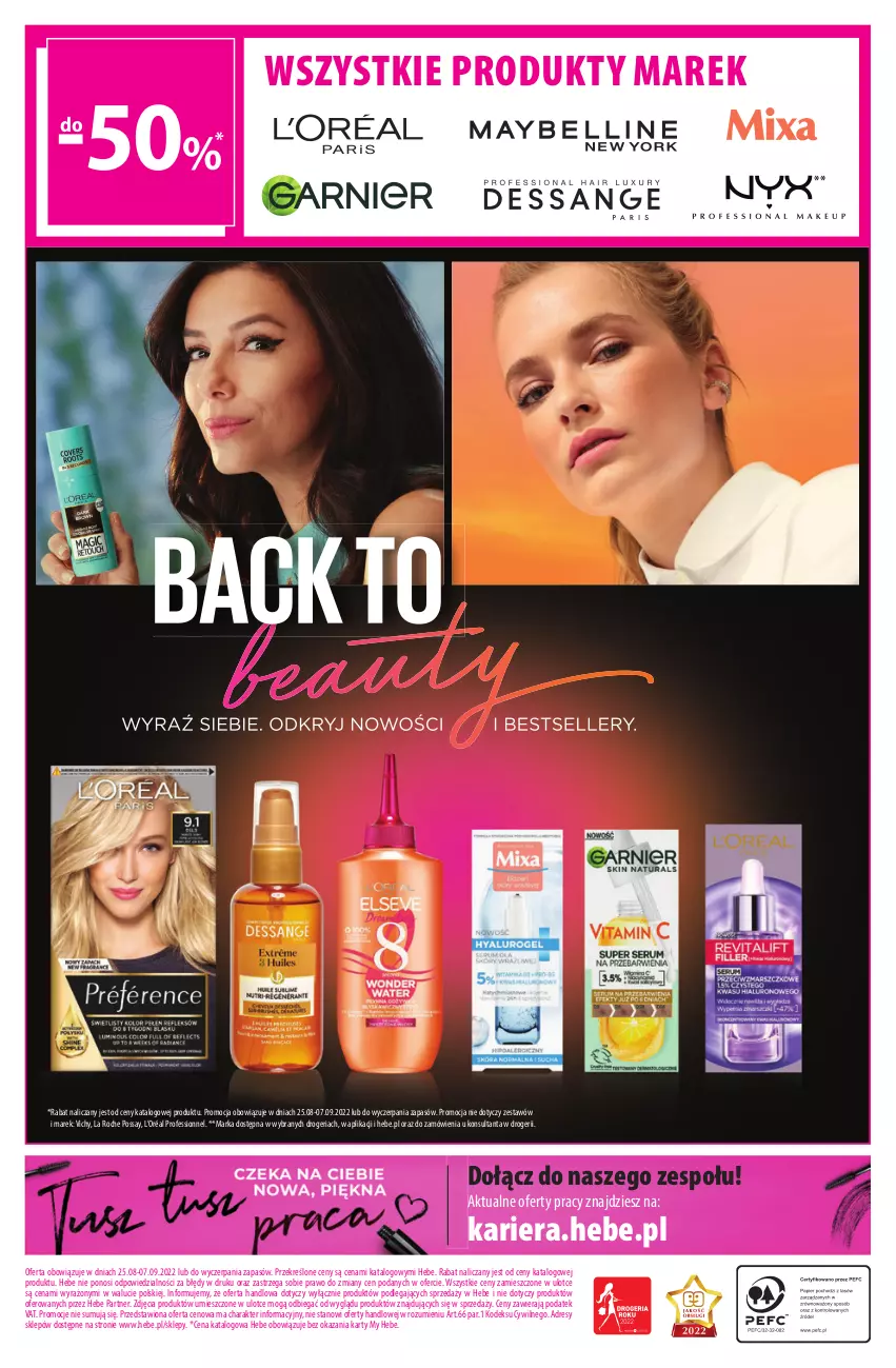 Gazetka promocyjna Hebe - Gazetka - ważna 25.08 do 07.09.2022 - strona 16 - produkty: Dres, L’Oréal, O nas, Vichy