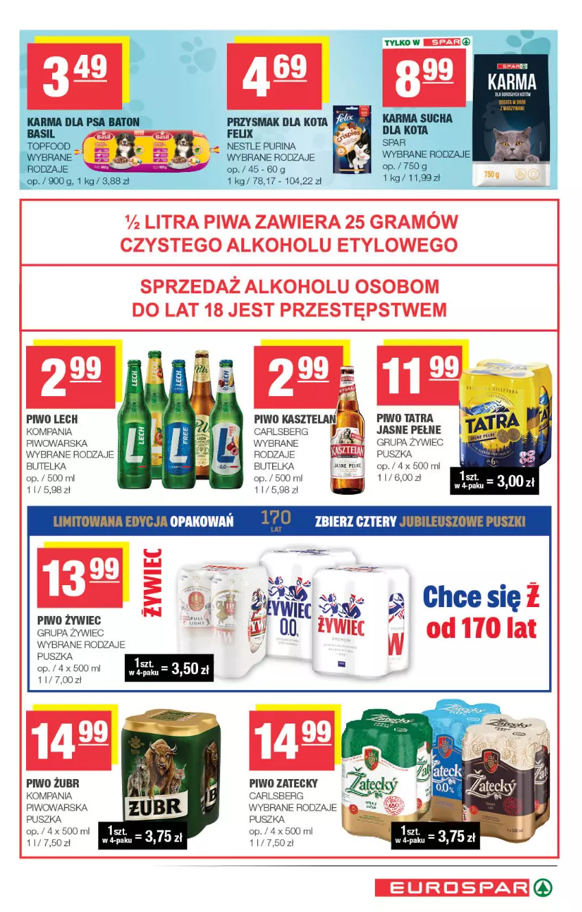 Gazetka promocyjna Spar - EuroSpar - ważna 23.09 do 04.10.2026 - strona 15 - produkty: Carlsberg, Felix, Kasztelan, Piwo, Przysmak dla kota, Pur, Purina, Tatra