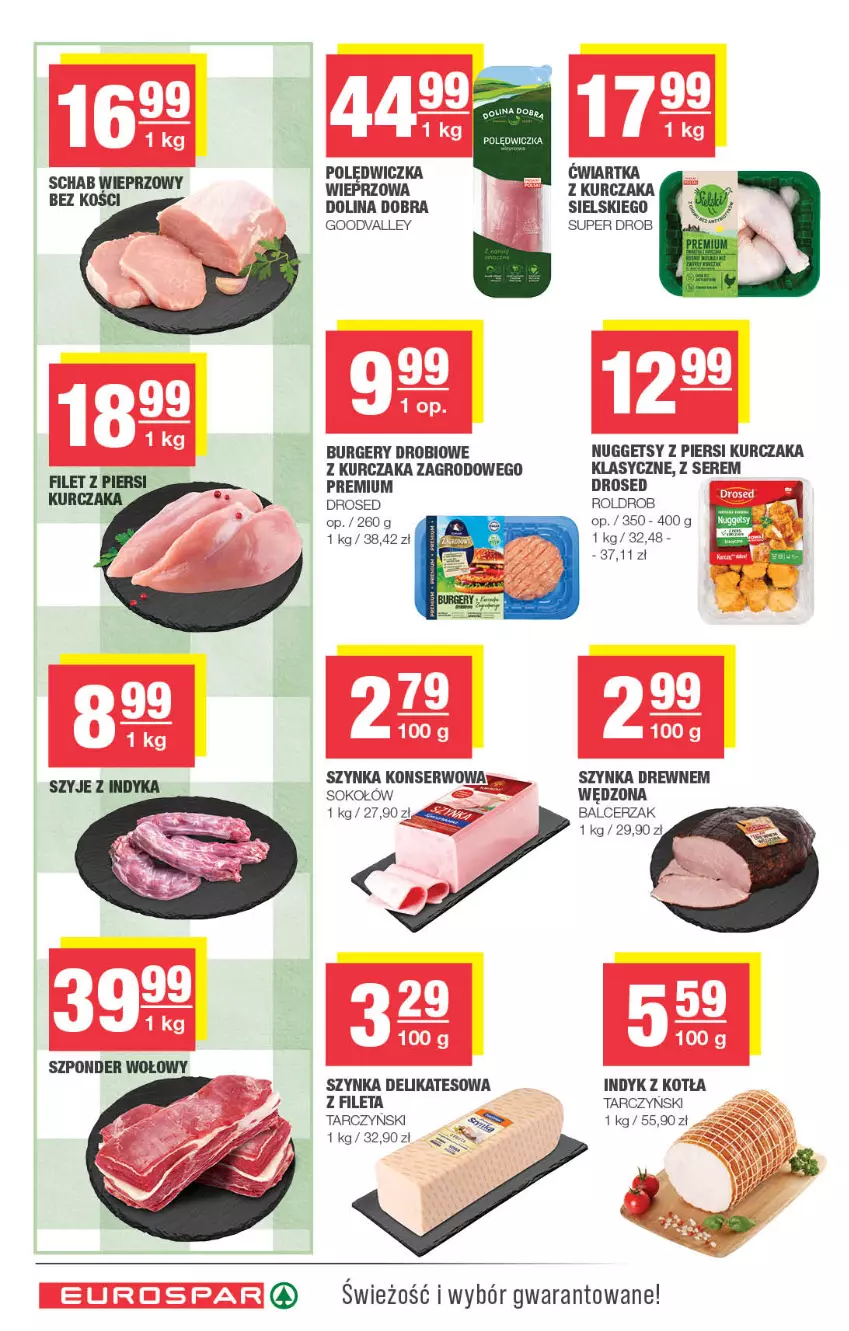 Gazetka promocyjna Spar - EuroSpar - ważna 23.09 do 04.10.2026 - strona 6 - produkty: Burger, Filet z piersi kurczaka, Kurczak, Schab wieprzowy, Ser, Sok, Sokołów, Szponder wołowy, Szynka, Szynka delikatesowa, Szynka konserwowa, Tarczyński