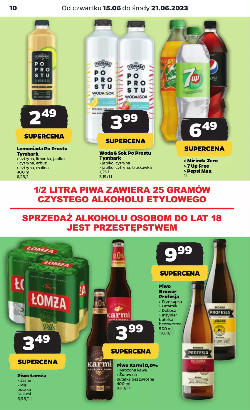 Gazetka promocyjna Netto - Artykuły spożywcze - ważna 15.06 do 21.06.2023 - strona 10 - produkty: Arbuz, Gra, Karmi, Kawa, Lemoniada, Limonka, Mirinda, Pepsi, Pepsi max, Piwa, Piwo, Sok, Tymbark, Woda