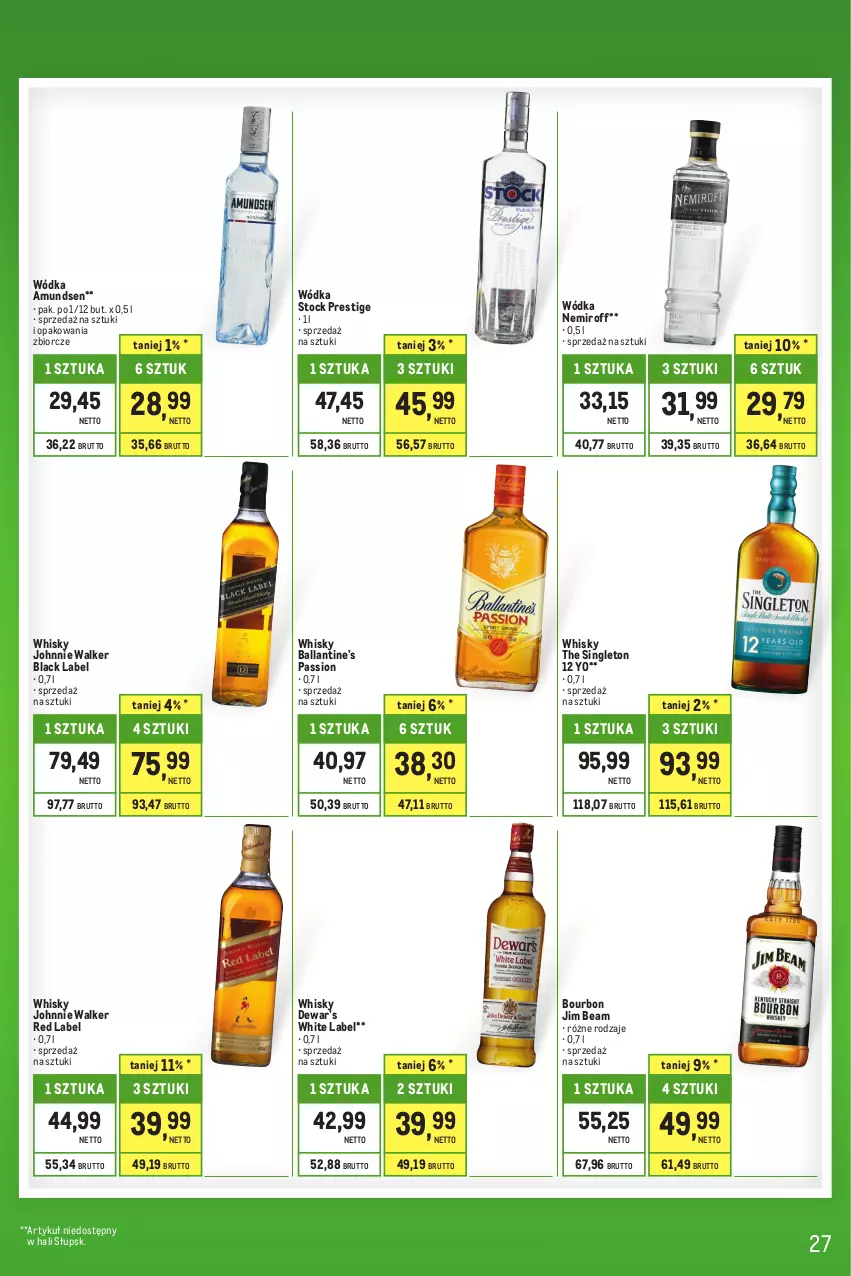 Gazetka promocyjna Makro - Kupujesz więcej płacisz mniej - oferta z alkoholem - ważna 01.07 do 31.07.2023 - strona 27 - produkty: Amundsen, Bourbon, Jim Beam, Johnnie Walker, Lack, Stock, Whisky, Wódka