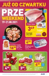 Gazetka promocyjna Aldi - SUPER SMACZNE OKAZJE - Gazetka - ważna od 21.08 do 21.08.2021 - strona 21 - produkty: Grzyby, Papryka czerwona, Papryka, Karp, Tera, Maliny, Krewetki, Dorsz
