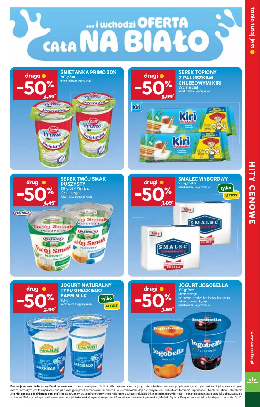 Gazetka promocyjna Stokrotka - Supermarket - ważna 15.10 do 21.10.2026 - strona 9 - produkty: Bell, Bella, Chleb, Fa, Farm Milk, Jogobella, Jogurt, Jogurt naturalny, Mięso, Optima, Owoce, Panna cotta, Piątnica, Ser, Serek, Smalec, Top, Twój Smak, Warzywa, Zott