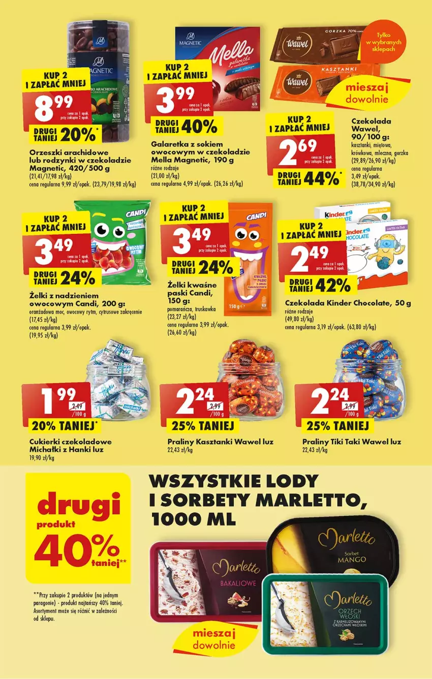 Gazetka promocyjna Biedronka - Gazetka - Biedronka.pl - ważna 09.01 do 14.01.2023 - strona 29 - produkty: Cukier, Cukierki, Cukierki czekoladowe, Czekolada, Gala, Galaretka, Kinder, Lody, Mango, Michałki, Orzeszki, Piec, Por, Praliny, Rodzynki, Sok, Wawel