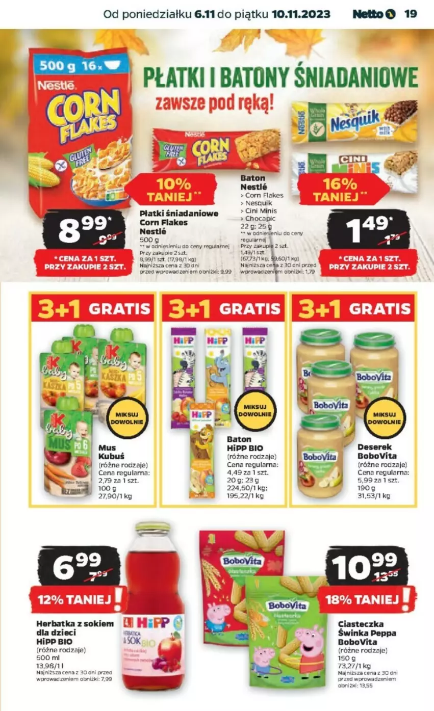 Gazetka promocyjna Netto - ważna 06.11 do 10.11.2023 - strona 11 - produkty: Cini Minis, Corn flakes, Danio, Dzieci, HiPP, Hipp Bio, Inka, Kubuś, Nesquik, Sok