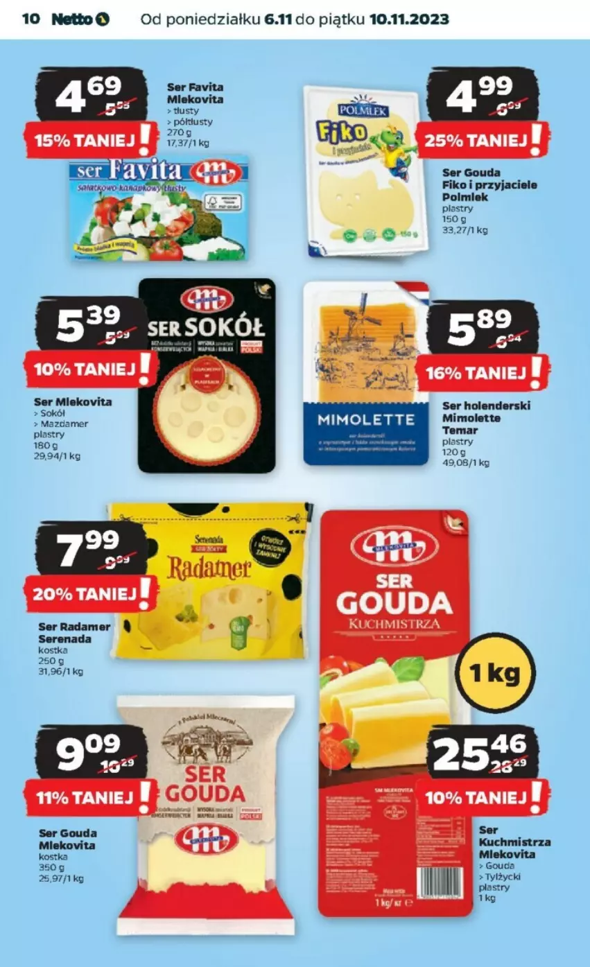 Gazetka promocyjna Netto - ważna 06.11 do 10.11.2023 - strona 2 - produkty: Fa, Favita, Gouda, Mazdamer, Mimolette, Mleko, Mlekovita, Polmiek, Radamer, Ser, Sok, Sokół