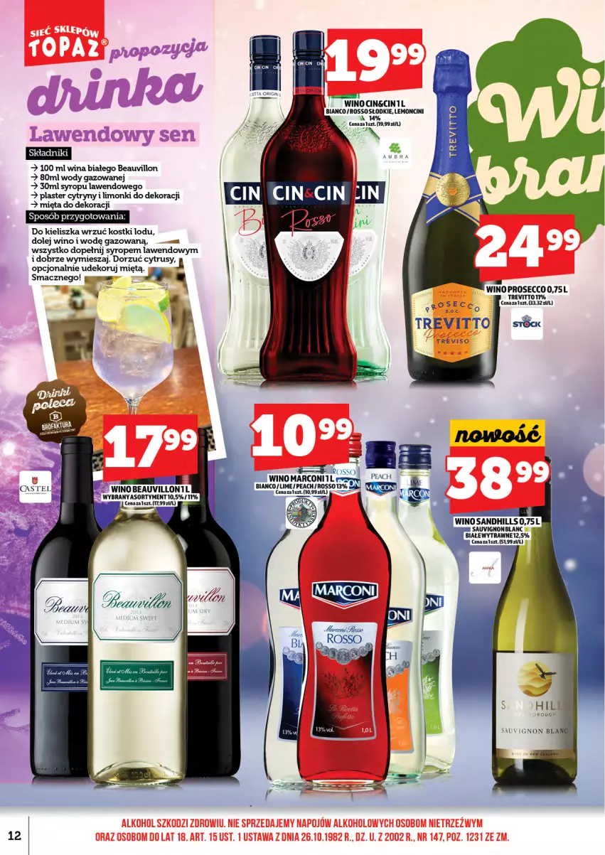 Gazetka promocyjna Topaz - Gazetka - ważna 01.12 do 14.12.2025 - strona 14 - produkty: Cytryny, Gin, Mięta, Olej, Prosecco, Sos, Syrop, Wino