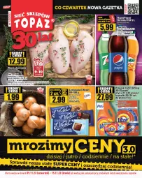 Gazetka promocyjna Topaz - Gazetka - Gazetka - ważna od 15.11 do 15.11.2023 - strona 1 - produkty: Kurczak, Cebula, Top, 7up, Mirinda, Pepsi, Vizir, Czekolada, Waga, Napój