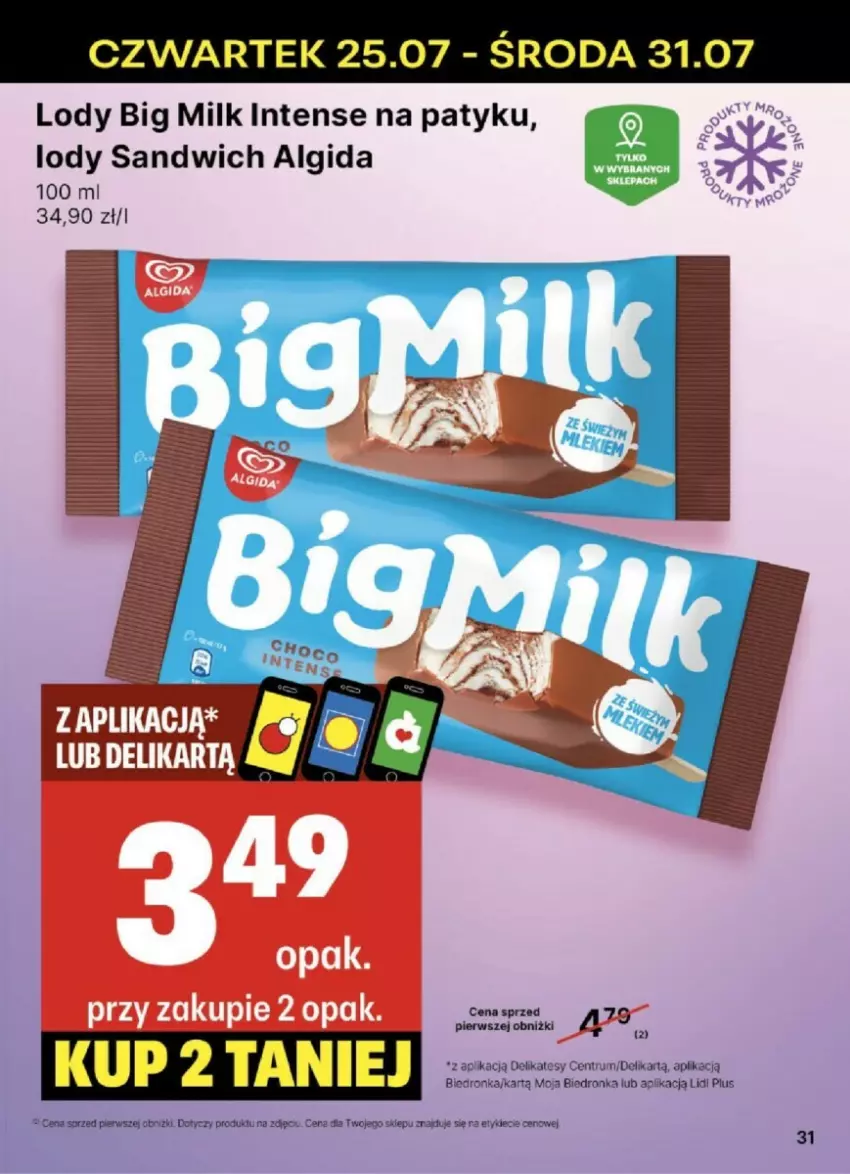Gazetka promocyjna Delikatesy Centrum - ważna 25.07 do 31.07.2024 - strona 25 - produkty: Algida, Big Milk, LG, Lody, Rum