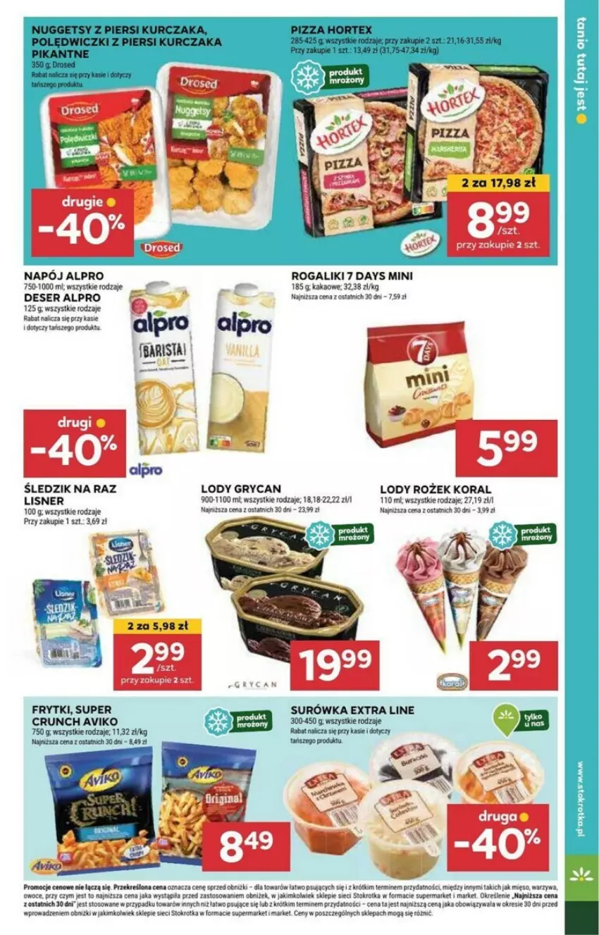 Gazetka promocyjna Stokrotka - ważna 24.10 do 30.10.2024 - strona 14 - produkty: 7 Days, Alpro, Deser, Frytki, Gry, Kakao, Lisner, Lody, Mięso, Napój, Owoce, Rogal, Ser, Warzywa