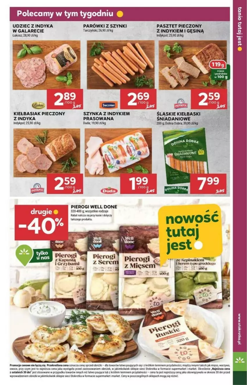 Gazetka promocyjna Stokrotka - ważna 24.10 do 30.10.2024 - strona 5 - produkty: Basia, Gala, Kosz, Mięso, Owoce, Parówki, Parówki z szynki, Pasztet, Piec, Pierogi, Szynka, Tarczyński, Udziec z indyka, Warzywa