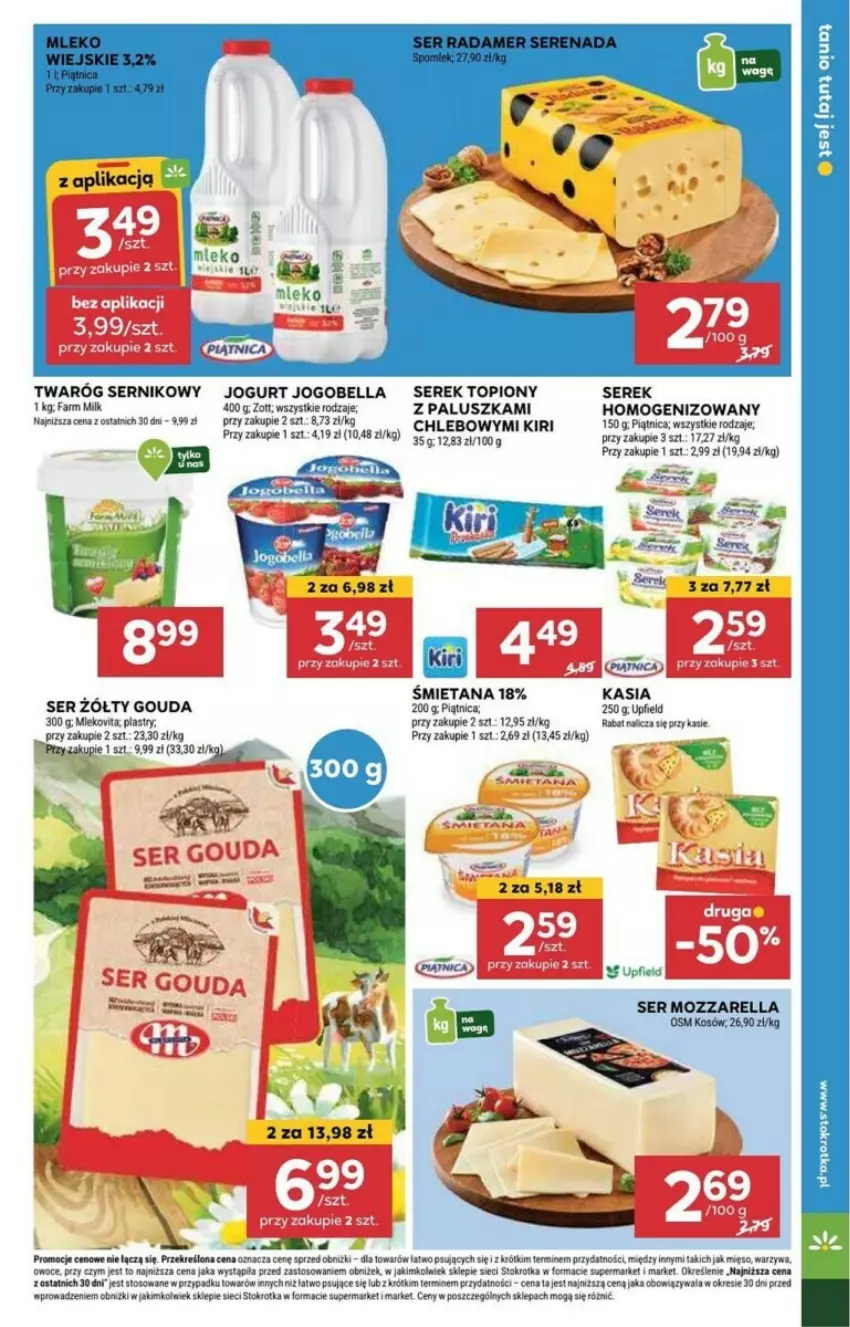 Gazetka promocyjna Stokrotka - ważna 24.10 do 30.10.2024 - strona 7 - produkty: Amica, Bell, Bella, Chleb, Fa, Farm Milk, Gouda, Jogobella, Jogurt, Kasia, Mięso, Mozzarella, Owoce, Piątnica, Por, Ser, Serek, Sok, Top, Twaróg, Warzywa, Zott