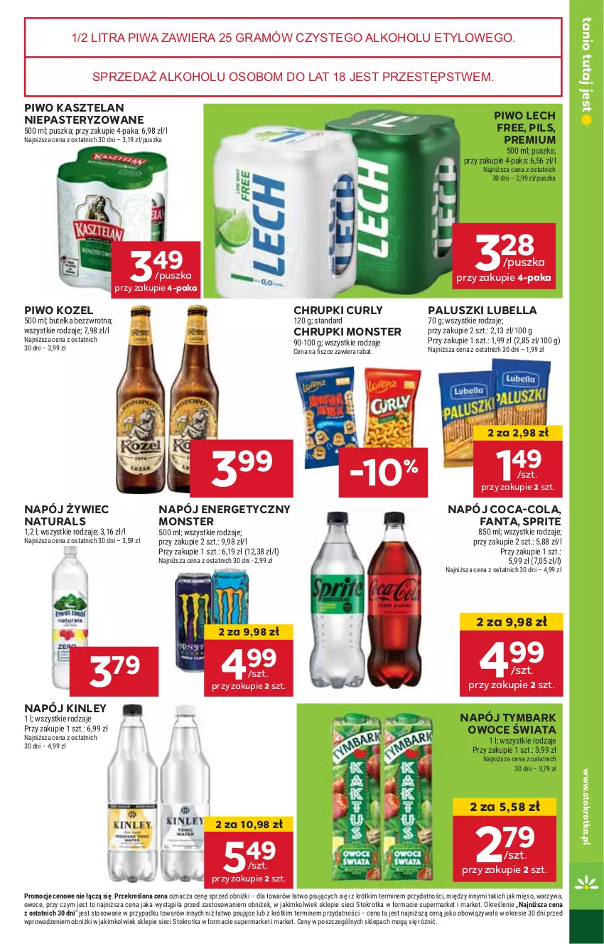 Gazetka promocyjna Stokrotka - Market Opole/Radom - ważna 28.12.2024 do 02.01.2025 - strona 15 - produkty: Bell, Bella, Chrupki, Coca-Cola, Fa, Fanta, Gra, HP, Kasztelan, Kozel, Lubella, Napój, Napój energetyczny, Owoce, Piwa, Piwo, Sprite, Tymbark