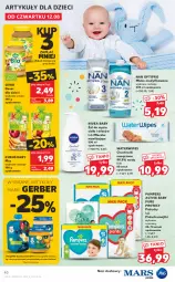 Gazetka promocyjna Kaufland - OFERTA TYGODNIA - Gazetka - ważna od 18.08 do 18.08.2021 - strona 40 - produkty: Ser, Pur, Mus, Gerber, Pampers, Mleko modyfikowane, Pieluchy, Majtki, NAN Optipro, Mleczko, Chusteczki, Dzieci, Kubuś, Deser, Pieluchomajtki, Nivea Baby, Waga, Nivea, Mleko