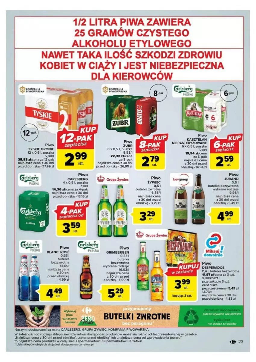 Gazetka promocyjna Carrefour - ważna 10.10 do 14.10.2023 - strona 16 - produkty: Carlsberg, Gra, Kasztelan, Kosz, Piec, Piwa, Piwo, Tyskie