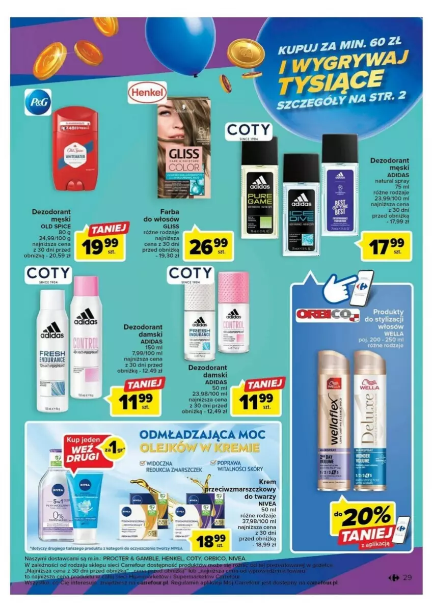 Gazetka promocyjna Carrefour - ważna 10.10 do 14.10.2023 - strona 22 - produkty: Adidas, BIC, Dezodorant, Fa, Mars, Nivea, Old Spice