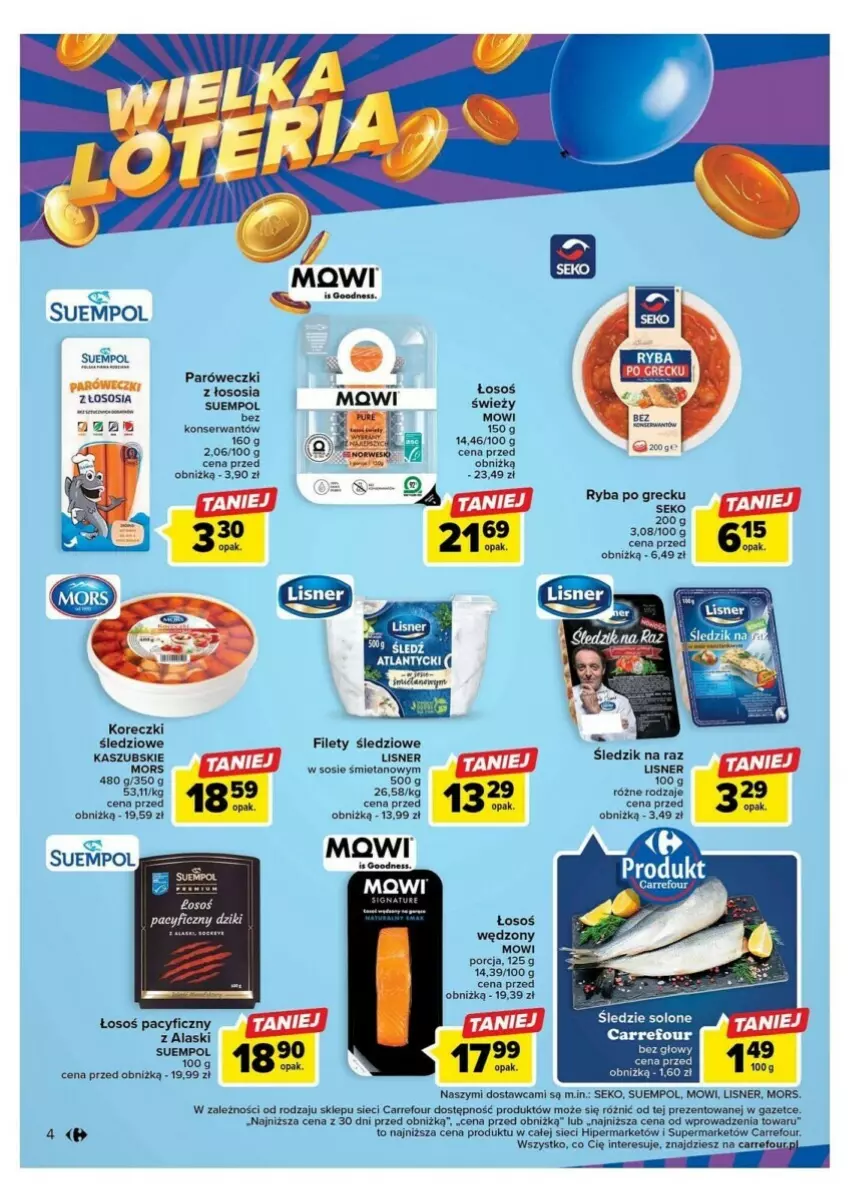 Gazetka promocyjna Carrefour - ważna 10.10 do 14.10.2023 - strona 34 - produkty: Inka, Koc, Koreczki śledziowe, Lisner, Por, Ryba, Ryba po grecku, SEKO, Ser, Sos, Suempol