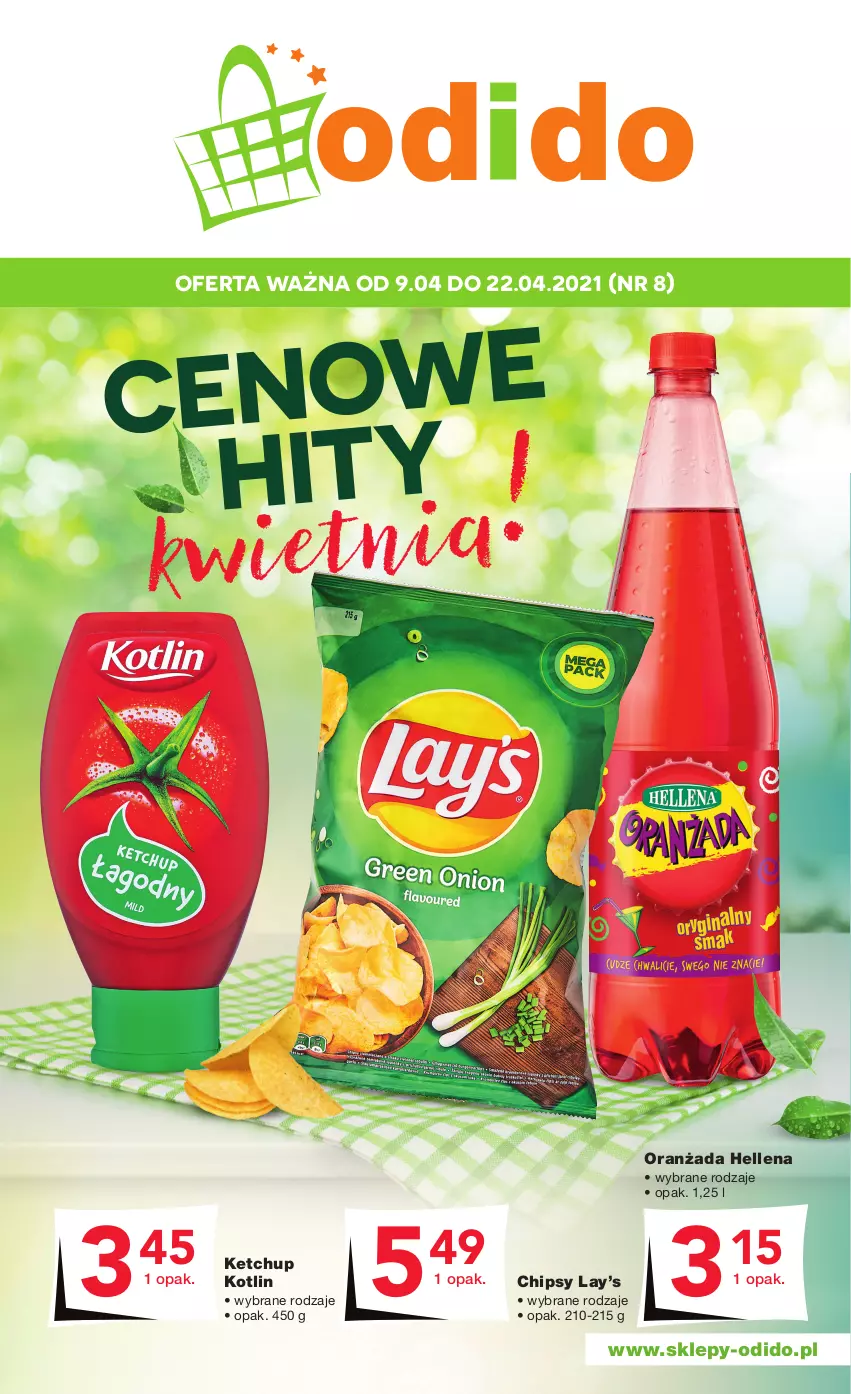 Gazetka promocyjna Odido - CENOWE HITY kwietnia! - ważna 09.04 do 22.04.2021 - strona 1 - produkty: Chipsy, Hellena, Ketchup, Kotlin, Lay’s, Oranżada