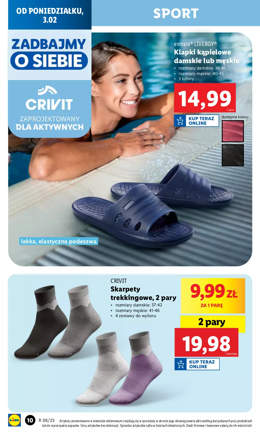 Gazetka promocyjna Lidl - GAZETKA - ważna 03.02 do 08.02.2025 - strona 10 - produkty: Karp, Klapki, Por, Sport