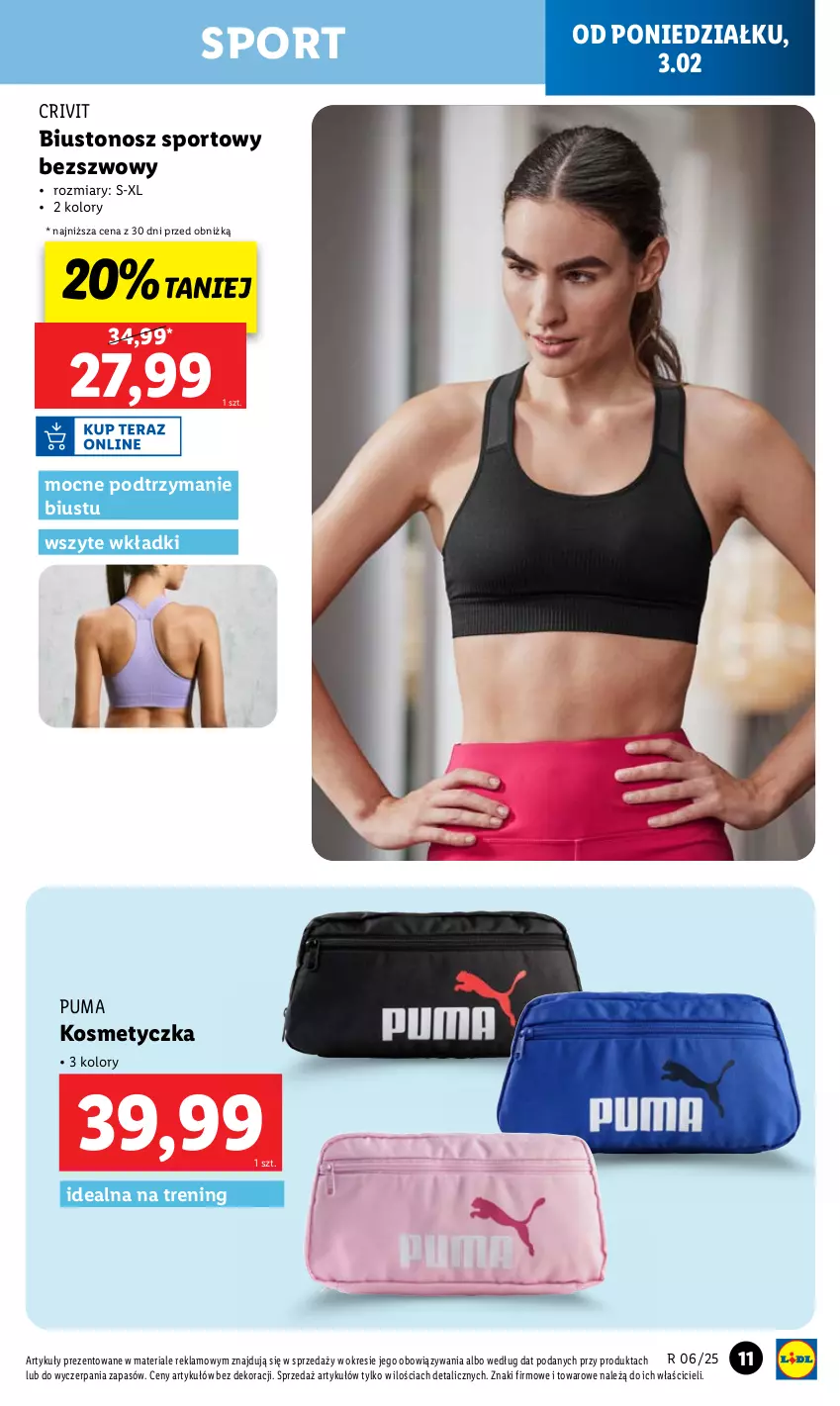 Gazetka promocyjna Lidl - GAZETKA - ważna 03.02 do 08.02.2025 - strona 11 - produkty: Biustonosz, Kosmetyczka, Por, Puma, Sport, Wkładki