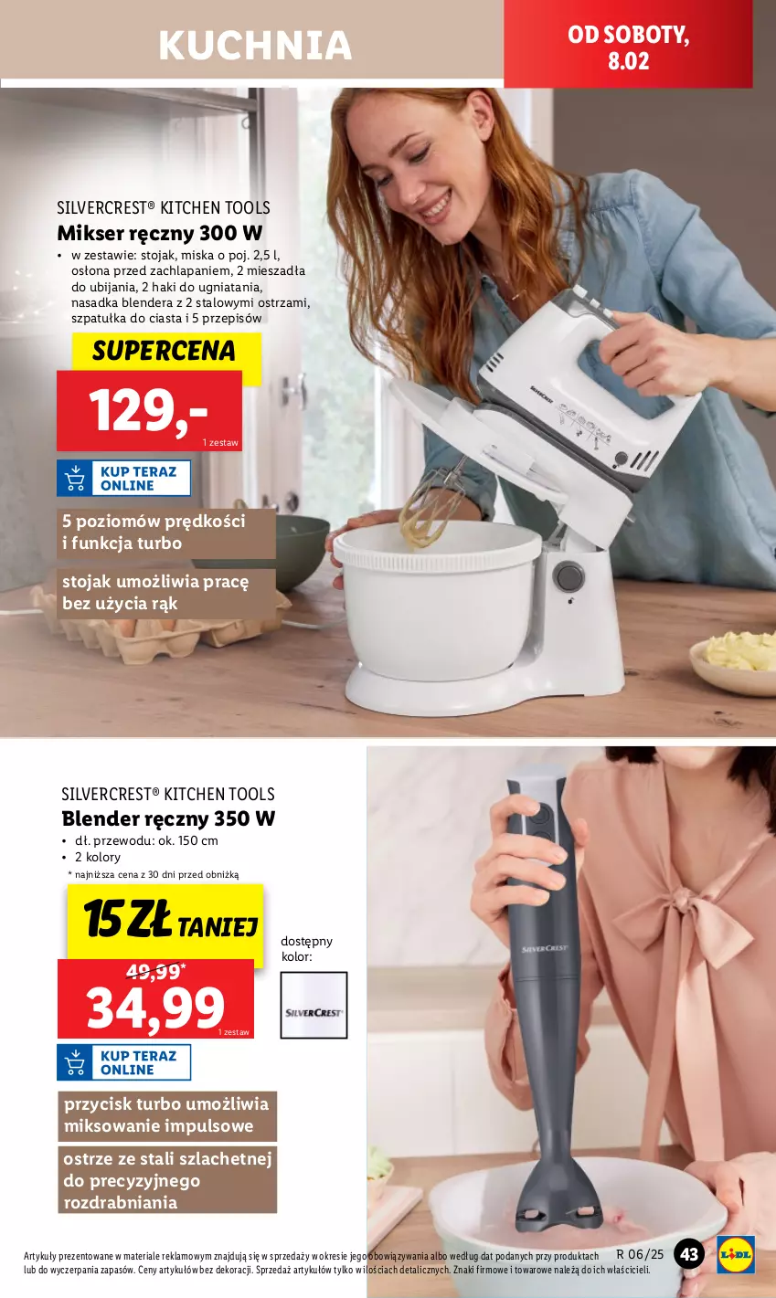 Gazetka promocyjna Lidl - GAZETKA - ważna 03.02 do 08.02.2025 - strona 45 - produkty: Blender, Blender ręczny, Kuchnia, Mikser, Mikser ręczny, Miska, Ser, Silvercrest, Stojak, Szpatułka