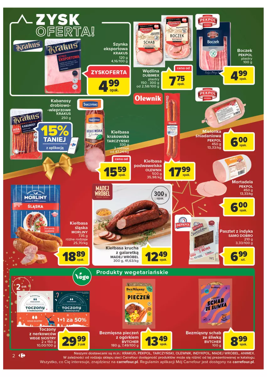 Gazetka promocyjna Carrefour - Gazetke Carrefour - ważna 12.12 do 18.12.2022 - strona 2 - produkty: Danio, Gala, Kabanos, Kiełbasa, Kiełbasa krucha, Kiełbasa podwawelska, Krakus, LG, Madej Wróbel, Morliny, Olewnik, Pasztet, Pasztet z indyka, Pekpol, Piec, Por, Sport, Szynka, Tarczyński, Wawel