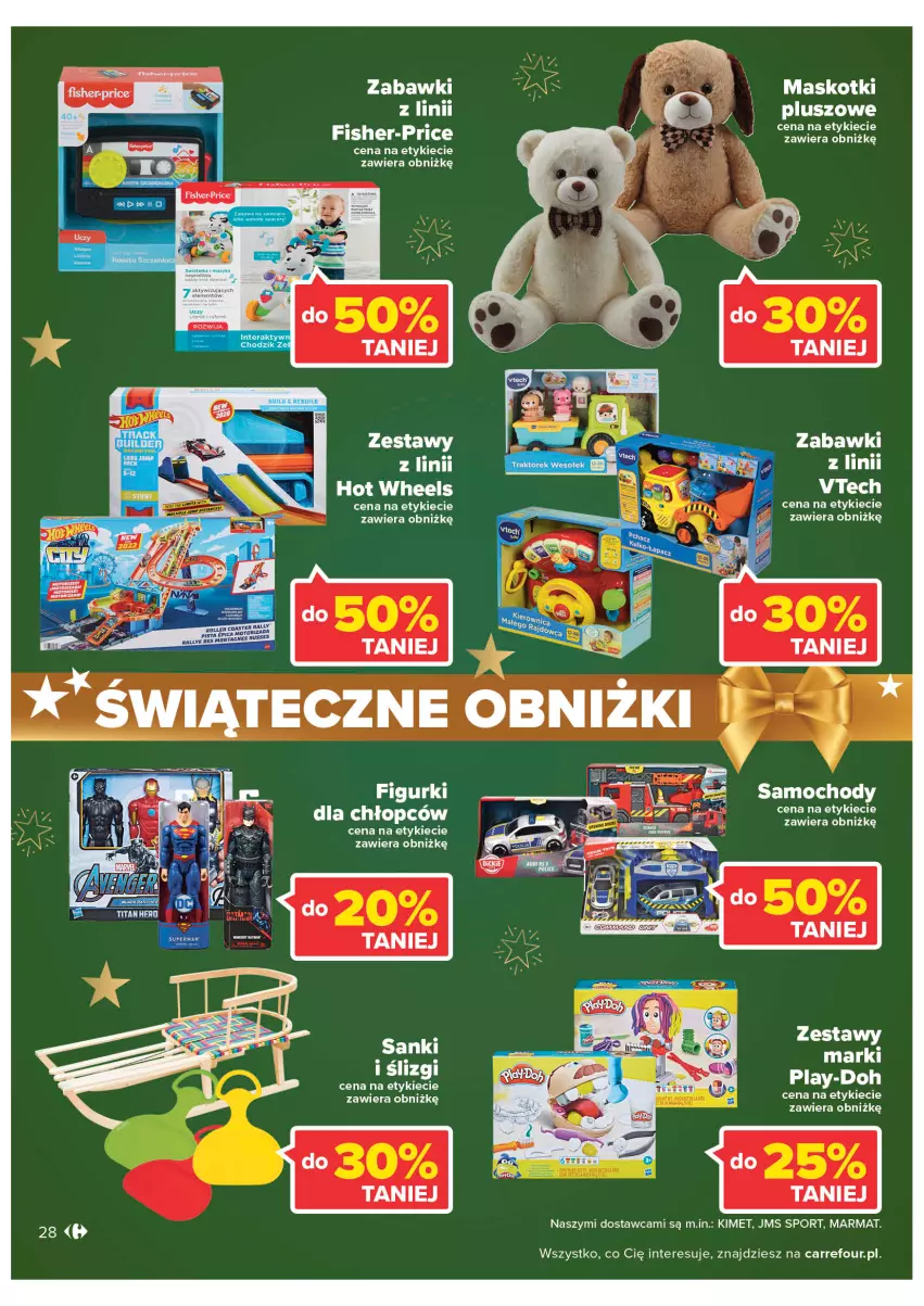 Gazetka promocyjna Carrefour - Gazetke Carrefour - ważna 12.12 do 18.12.2022 - strona 28 - produkty: Fa, Fisher-Price, Hot Wheels, Milka, Play-Doh, Por, Sanki, Sport