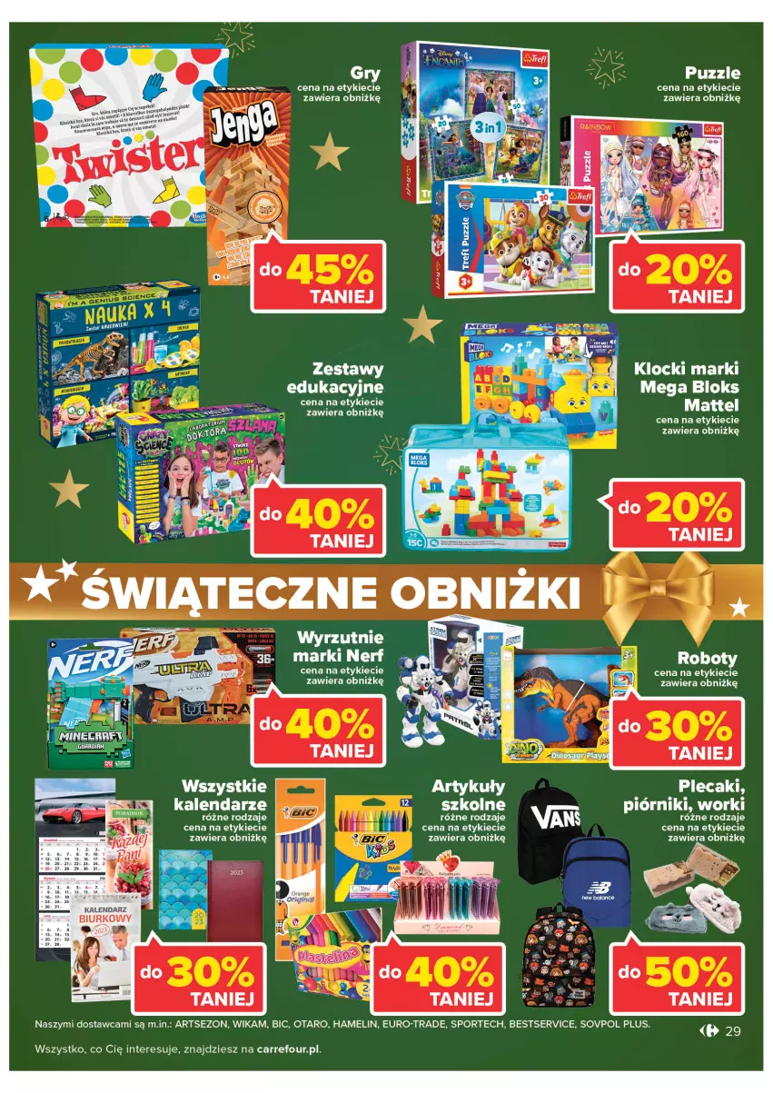 Gazetka promocyjna Carrefour - Gazetke Carrefour - ważna 12.12 do 18.12.2022 - strona 29 - produkty: BIC, Gry, Mega Bloks, Nerf, Piórnik, Por, Puzzle, Ser, Sport