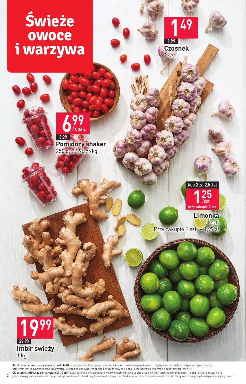Gazetka promocyjna Stokrotka - Market - ważna 03.11 do 08.11.2023 - strona 8 - produkty: Czosnek, Imbir, Limonka, Mięso, Owoce, Pomidory, Warzywa