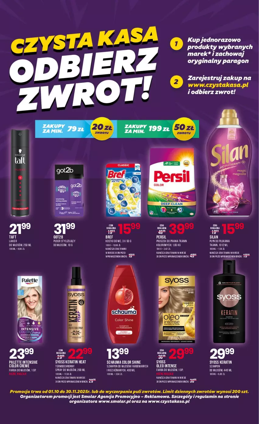 Gazetka promocyjna Drogerie Natura - Gazetka Drogerie Natura - ważna 03.10 do 22.10.2025 - strona 11 - produkty: Bref, Color Creme, Fa, Farba do włosów, Got2b, Lakier, Lakier do włosów, Oleo, Palette, Persil, Płyn do płukania, Proszek do prania, Puder, Schauma, Silan, Syoss, Szampon, Taft