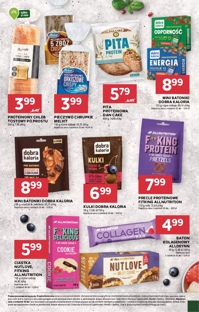 Gazetka promocyjna Stokrotka - Supermarket - ważna 29.01 do 04.02.2026 - strona 17 - produkty: Baton, Chleb, Chleb tostowy, Chrupki, Ciastka, Czekolada, Dan Cake, Kolagen, Melvit, Mięso, Optima, Orzeszki, Owoce, Piec, Pieczywo, Pieczywo chrupkie, Precle, Tonik, Warzywa