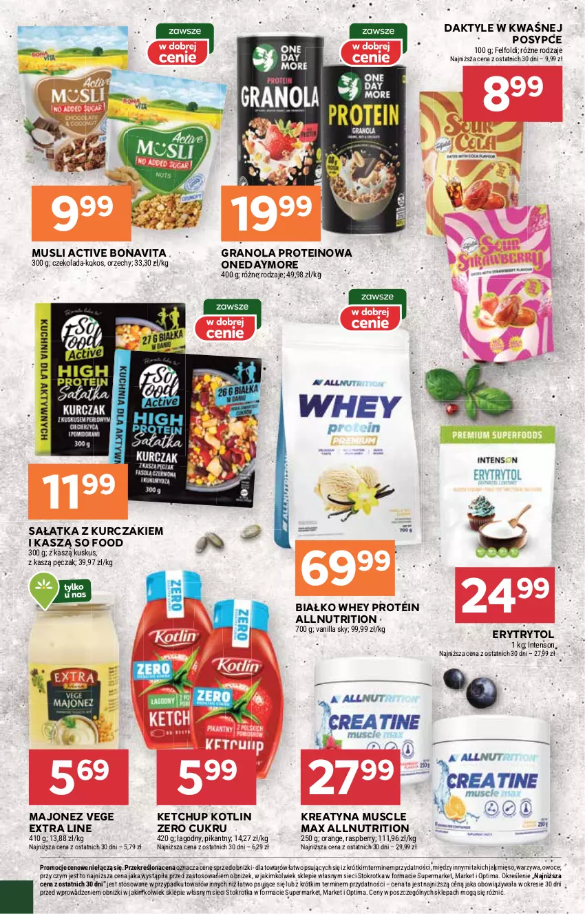 Gazetka promocyjna Stokrotka - Supermarket - ważna 29.01 do 04.02.2026 - strona 18 - produkty: Czekolada, Daktyle, Gra, Granola, Ketchup, Kokos, Kotlin, Kurczak, Kuskus, Majonez, Mięso, Mus, Optima, Owoce, Sałat, Sałatka, So Food, Warzywa