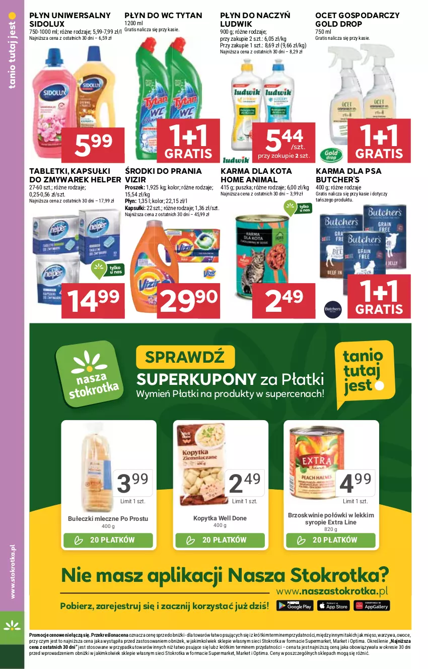 Gazetka promocyjna Stokrotka - Supermarket - ważna 29.01 do 04.02.2026 - strona 30 - produkty: Brzoskwinie, Bułeczki, Bułeczki mleczne, Gra, Kopytka, Ludwik, Mięso, Ocet, Optima, Owoce, Płyn do wc, Sidolux, Syrop, Tablet, Tytan, Vizir, Warzywa