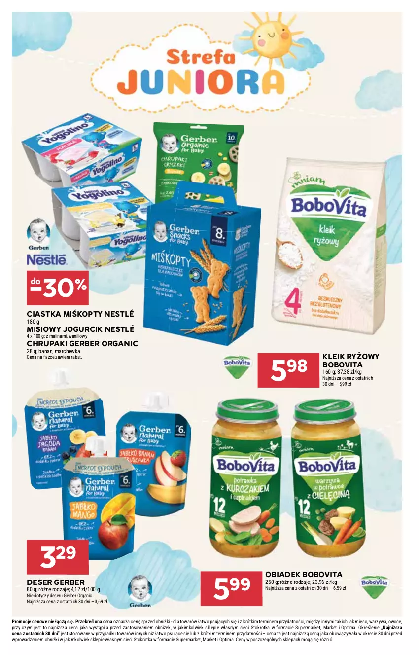 Gazetka promocyjna Stokrotka - Supermarket - ważna 29.01 do 04.02.2026 - strona 32 - produkty: BoboVita, Ciastka, Deser, Gerber, Marchewka, Mięso, Nestlé, Optima, Owoce, Ryż, Ser, Warzywa