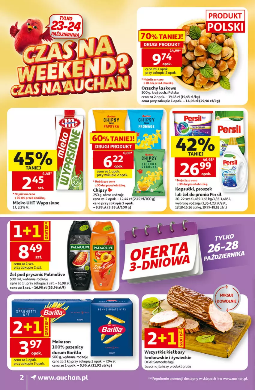 Gazetka promocyjna Auchan - 30 Lat Supermarket - ważna 22.10 do 28.10.2026 - strona 2 - produkty: Barilla, Gra, Makaron, Mleko, Palmolive, Persil, Rum
