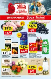 Gazetka promocyjna Auchan - 30 Lat Supermarket - Gazetka - ważna od 28.10 do 28.10.2026 - strona 1 - produkty: Kurczak, Tchibo, Por, Gin, Chryzantema, Coca-Cola, Winogrona, Czekolada, Napój gazowany, Znicz, Fanta, Wino, Sprite, Napój, Lindt, Fa