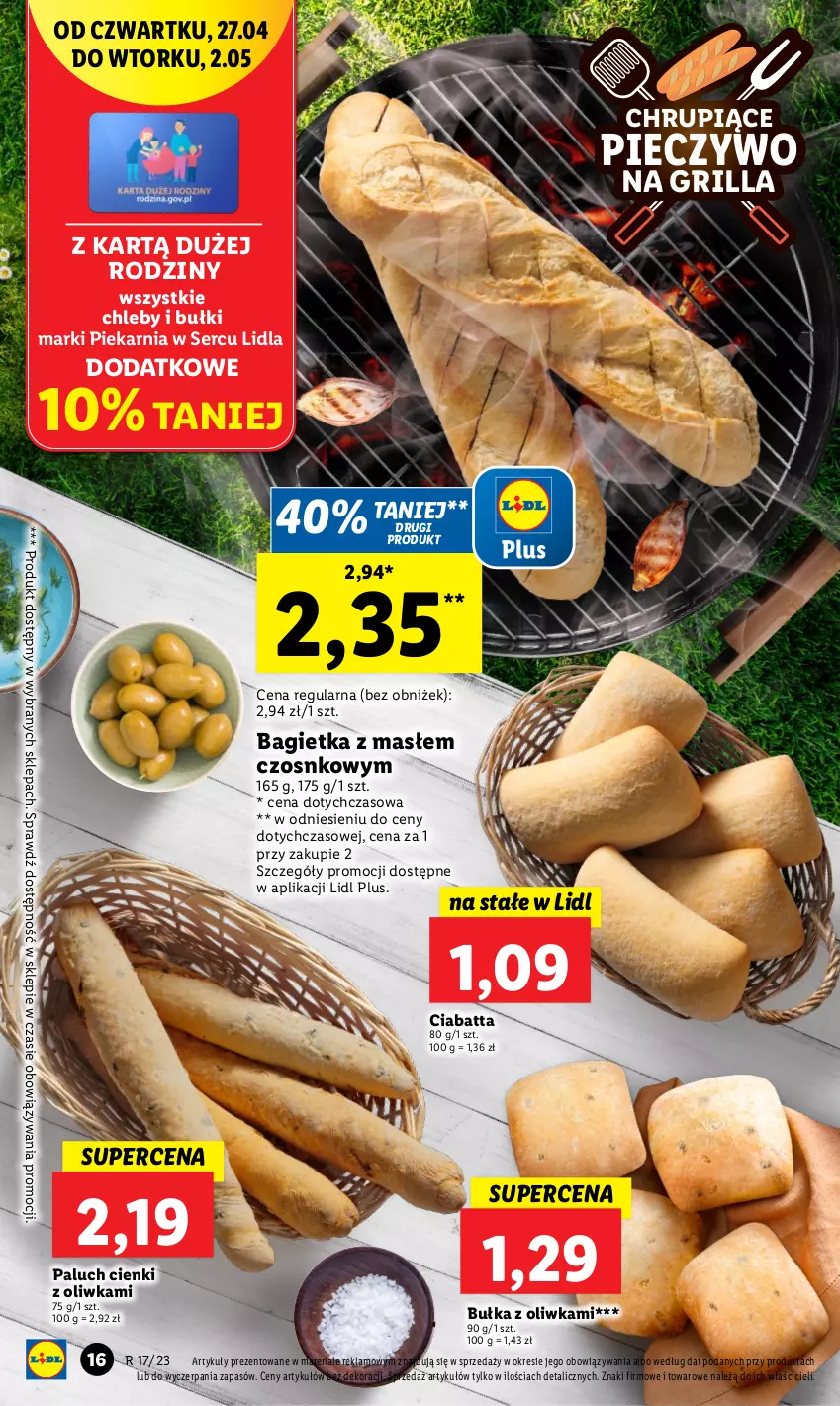 Gazetka promocyjna Lidl - GAZETKA - ważna 27.04 do 02.05.2023 - strona 20 - produkty: Bagietka, Bułka, Chleb, Ciabatta, Grill, Piec, Pieczywo, Ser