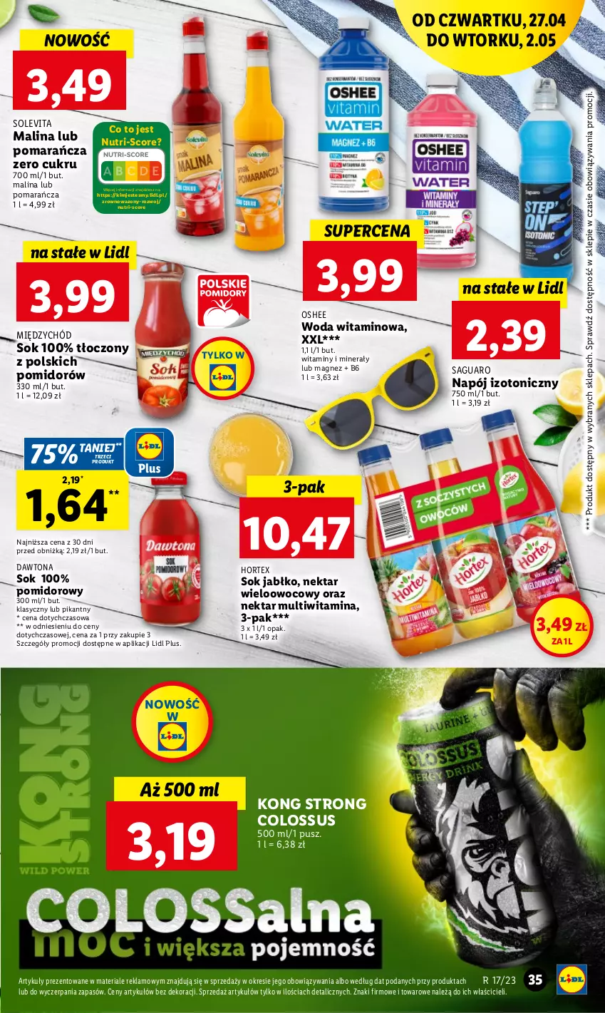 Gazetka promocyjna Lidl - GAZETKA - ważna 27.04 do 02.05.2023 - strona 39 - produkty: Dawtona, Hortex, Magnez, Napój, Napój izotoniczny, Nektar, Oshee, Sok, Wazon, Woda