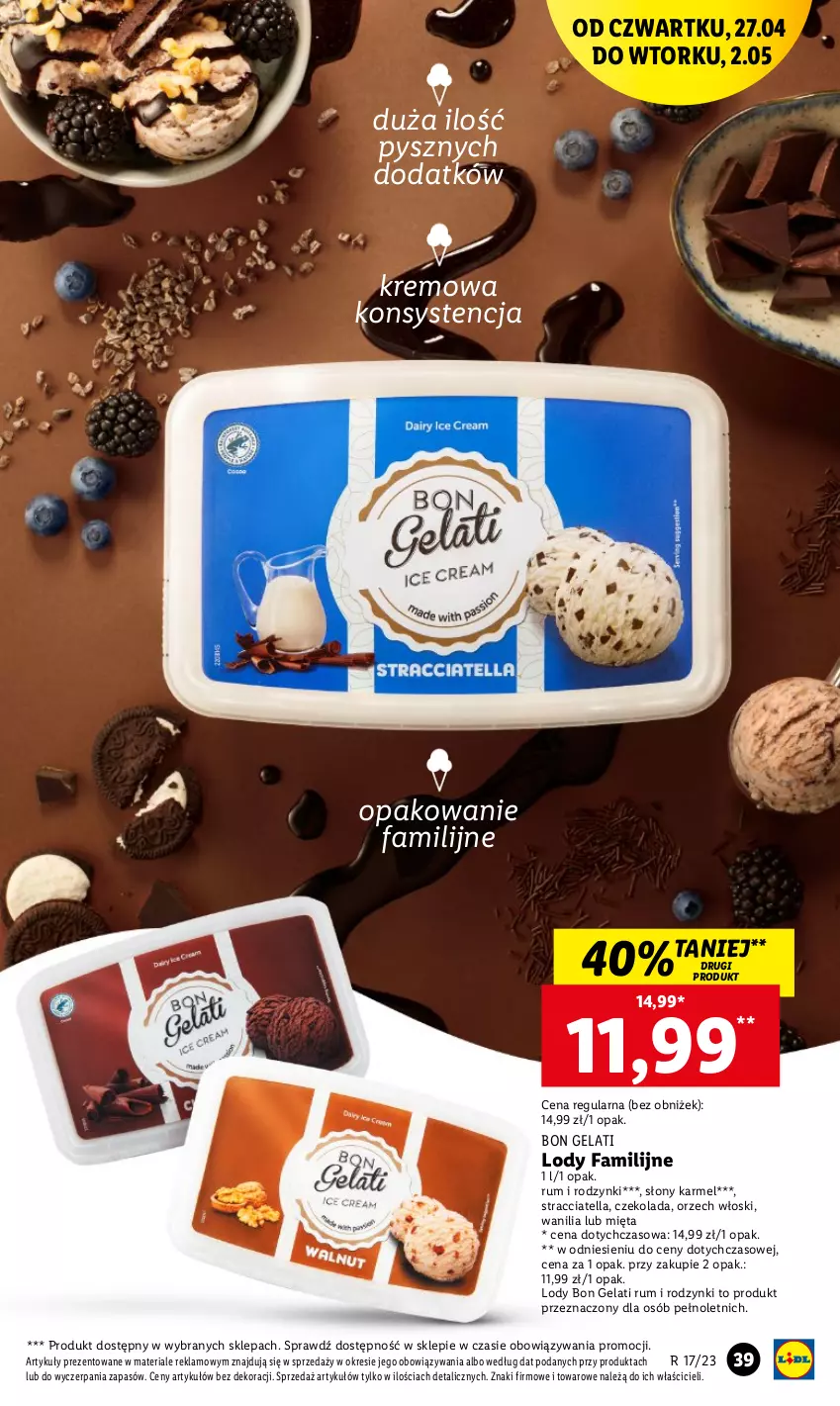 Gazetka promocyjna Lidl - GAZETKA - ważna 27.04 do 02.05.2023 - strona 47 - produkty: Czekolada, Fa, Lody, Mięta, Rodzynki, Rum